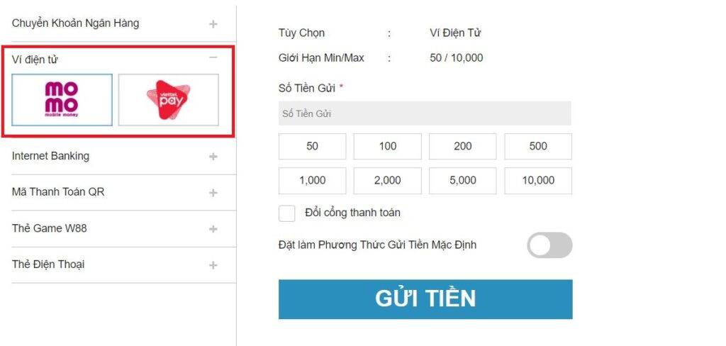 Hướng dẫn gửi tiền W88 nhanh, chính xác bạn nên cập nhật ngay 7