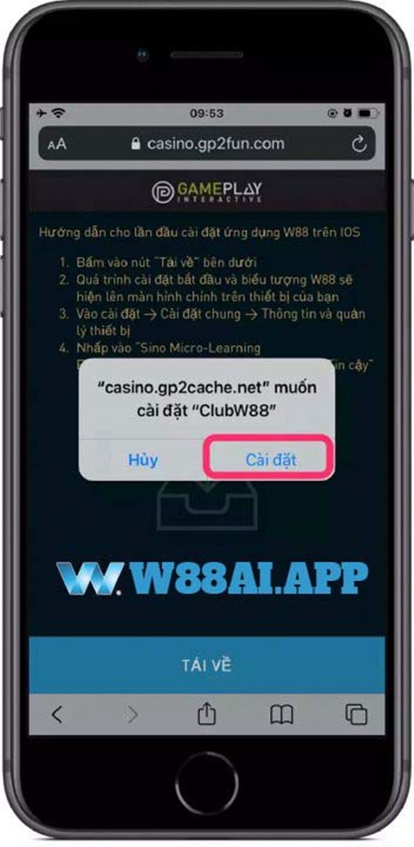 Hướng dẫn tải app W88 iOS 3